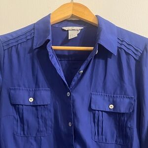 H&M Men's Deep Blue Casual Button-Down Shirt